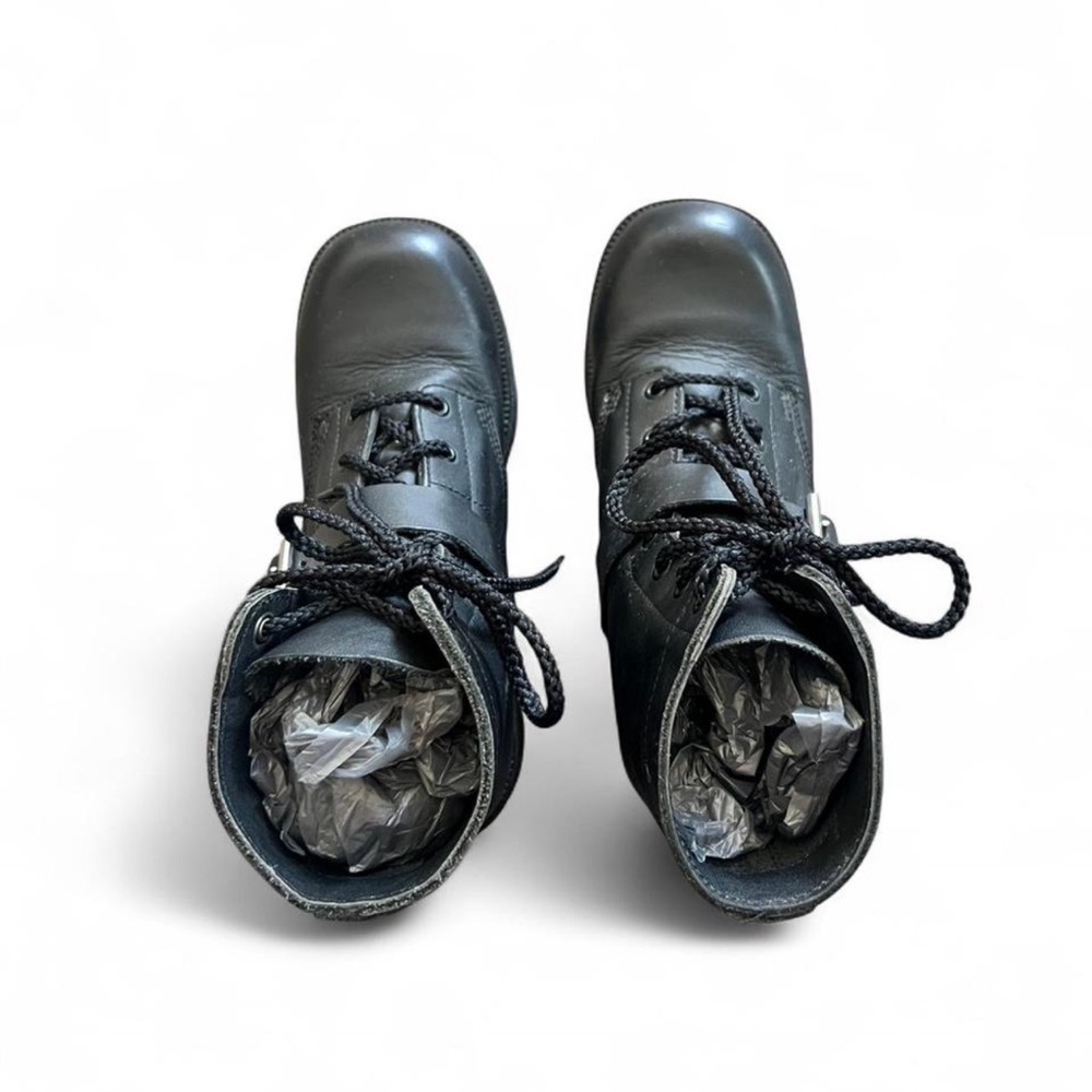 Double H black leather lace-up combat boots with buckle Size 7.5 - Picture 7 of 8